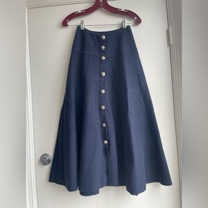 Ann Taylor Factory Navy Midi Skirt